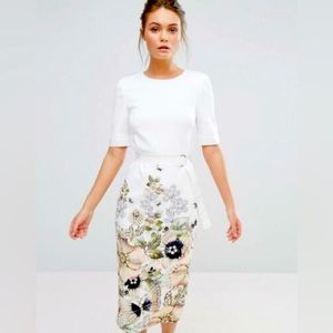 Ted Baker Layli Floral Gem Gardens Crepe Belt Tailored Bodycon Pencil Dress